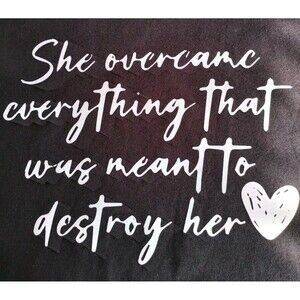 She Overcame Everything PowHerFul  Women's Inspirational T Shirt Blk Sz 2XL New